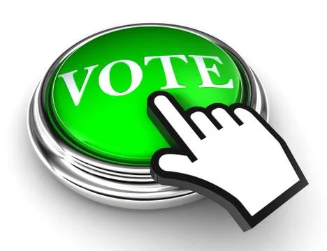 Vote green button and pointer hand Stock Illustration