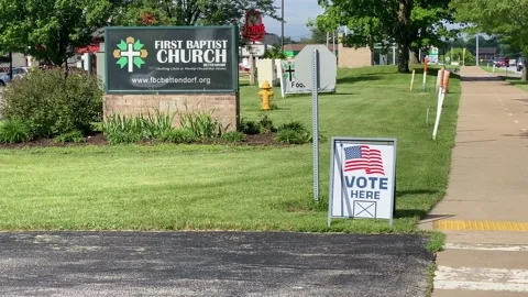 Vote Here Sign - Wide Stock Footage 196828498