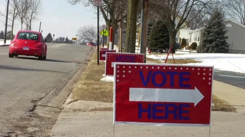 Vote Here Signs Stock Footage 11135276