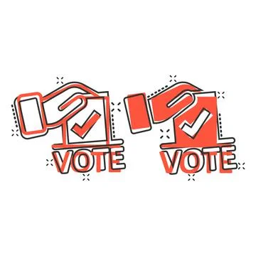 Vote icon in comic style. Ballot box cartoon vector illustration on white iso 스톡 일러스트