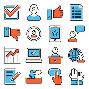 Vote Icons Set on White Background. Vector Stock Illustration