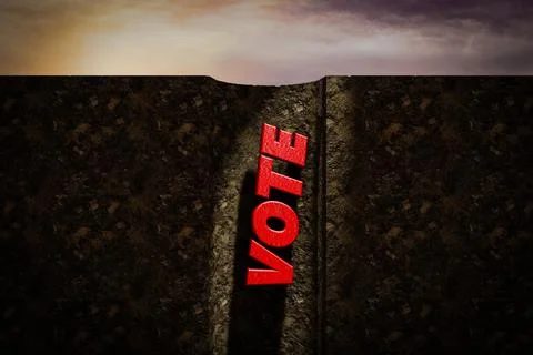Vote letters falling in the hole demonstrating protesting elections or angry Stock Illustration