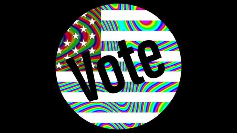 VOTE logo button, rainbow colors round shape flat design flyer for United sta Illustrazione stock