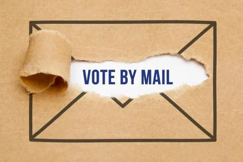 Vote By Mail Torn Envelope Concept Stockfoto's
