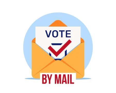 Vote by mail, vector icon. Distant voting. Open envelope with a ballot paper Stock Illustration