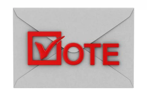 Vote by mail on white background. Isolated 3D illustration Stock Illustration