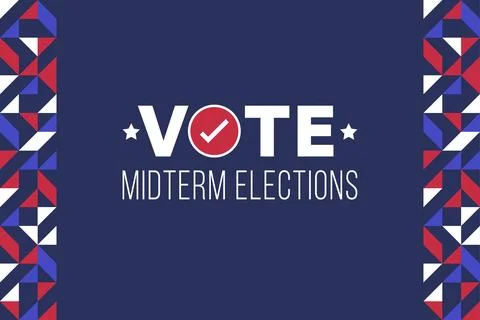 Vote Midterm Elections Banner with Geometric Patriotic Side Pattern Backgroun Stock Illustration