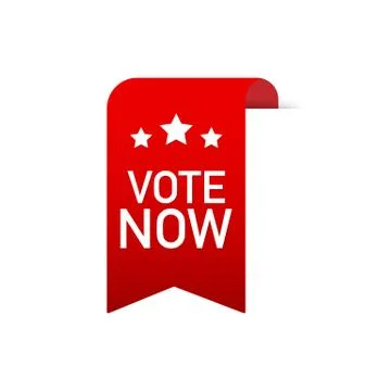 Vote now Red Label. Red Web Ribbon. Vector illustration. Illustrazione stock