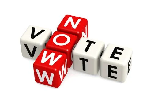Vote now word concept on cube block isolated Stock Illustration