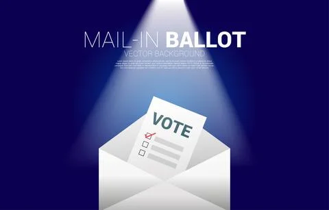 Vote paper put in envelope. concept for mail in election vote theme backgroun Stock Illustration