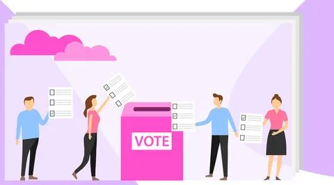 Vote, people give their vote for the candidate. People vote. Vector イラスト素材