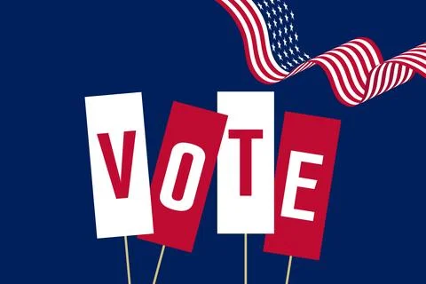 Vote Placards on Sticks Vector Illustration Political Campaign Banner Design Ilustración de archivo