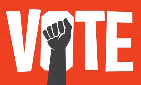 Vote protest poster design with raised fist. Stock Illustration