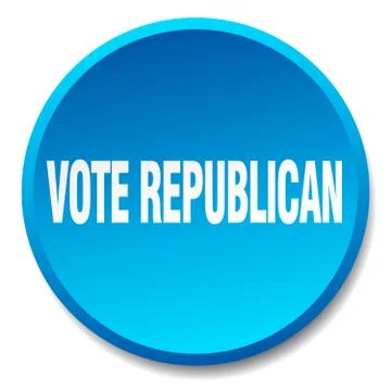 Vote republican blue round flat isolated push button Stock Illustration