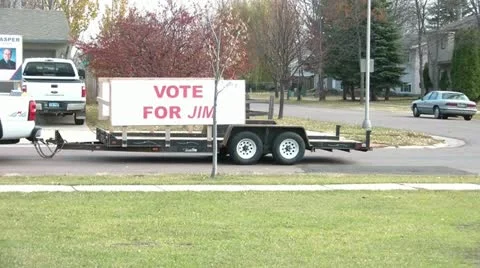 Vote-for-sign-on-trailor Video stock 12615820