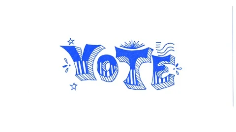 Vote-Small Red, White, Blue, Text Flicker Stock Footage 97803192