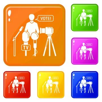 Vote speech bubble icons set vector color 스톡 일러스트