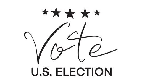 Vote star us election text font calligraphy hand written lettering script b.. Stock Illustration