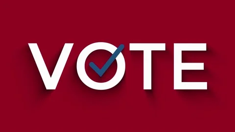 Vote text animation with checkbox, US election concept, red, white, blue colors Stock Footage 136468527