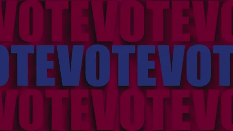 Vote text on background, red and blue color, elections in USA, loop animation Video stock 136415937
