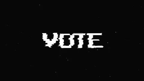 Vote text with glitch screen effects on a black background. Stock Footage 150772053
