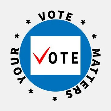 VOTE title on sheet and text YOUR VOTE MATTERS Illustrazione stock