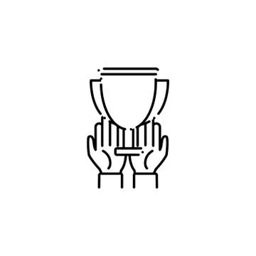 Vote trophy accept line style icon Stock Illustration