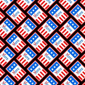 Vote in USA pattern seamless. Voting Symbols America background. Ballot paper Illustrazione stock