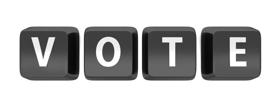 Vote written in white on black computer keys. 3d illustration. isolated backg Stock Illustration