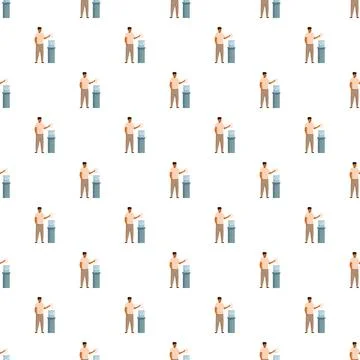 Voter casting ballot into election box pattern Stock Illustration