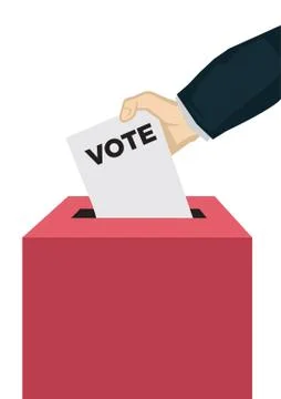 Voter holds envelope inserting into Ballot on white background. Concept of fr Stock Illustration