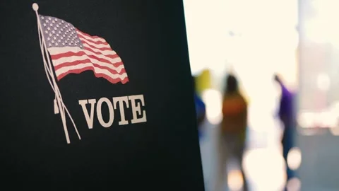 Voters Walking into a Voting Center Stock Footage 287331880