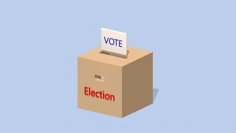 The votes of the voters fall into the ballot box. 3D animation. Stock Footage 170715857