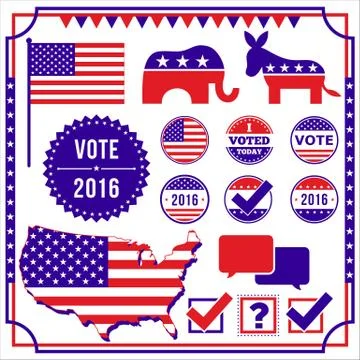 Voting and Election Element Set Stock Illustration