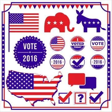 Voting and Election Element Set Stock Illustration