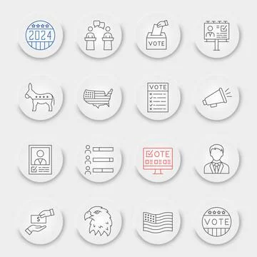 Voting and Election line icon set Stock Illustration
