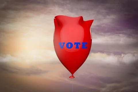 Voting balloon pops demonstrating Vote by mail problem concept. 3D illustrati Stock-Illustration