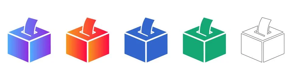 Voting Ballot Box Icon Set Vector Stock Illustration