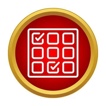 Voting ballot with check marks in red button icon 스톡 일러스트