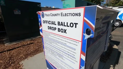 VOTING BALLOT DROP BOX OFFICIAL FOR 2020 PRESIDENTIAL ELECTION TRUMP BIDEN 4K Stock Footage 141773239