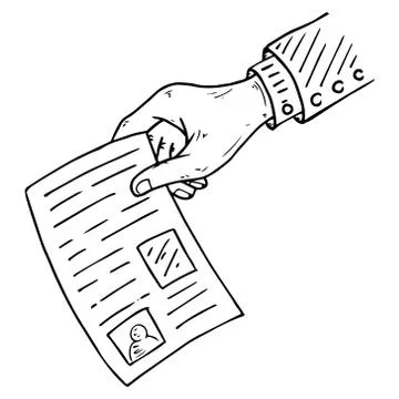 Voting ballot, form, list icon. Vector illustration of ballot paper in hand. Stock Illustration