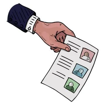 Voting ballot, form, list icon. Vector illustration of ballot paper in hand.  Stock Illustration