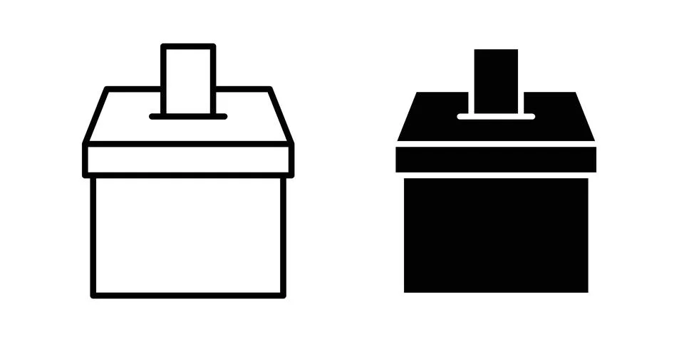 Voting ballot icon linear versions pack on white background Stock Illustration