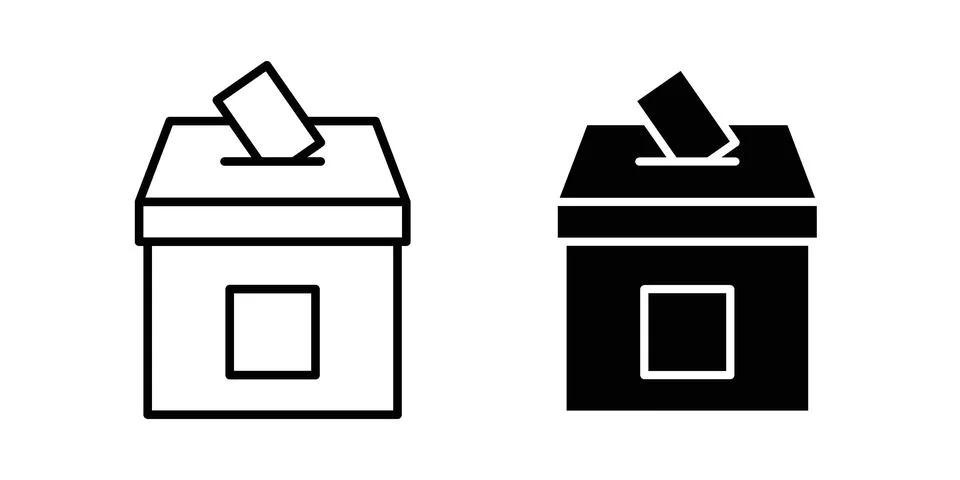 Voting ballot icon set modern line and solid style collection. Stock Illustration