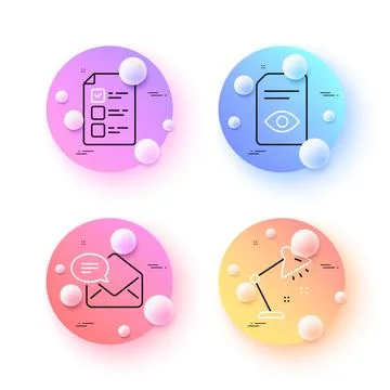 Voting ballot, Table lamp and New mail minimal line icons. For web application Illustrazione stock