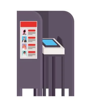 Voting booth with modern automated secure electronic voting machine booths Illustrazione stock