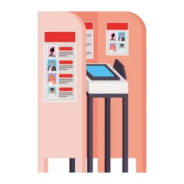 Voting booth with modern automated secure electronic voting machine booths of Illustrazione stock