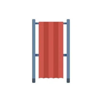 Voting booth with red curtain isolated on white background Stock Illustration