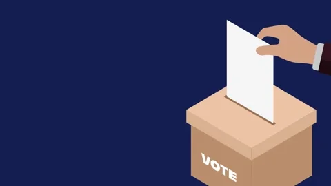 Voting box with a ballot being inserted, representing election Video stock 311848169