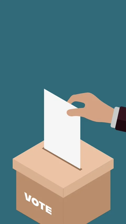 Voting box with a ballot being inserted, representing election Video stock 311848170